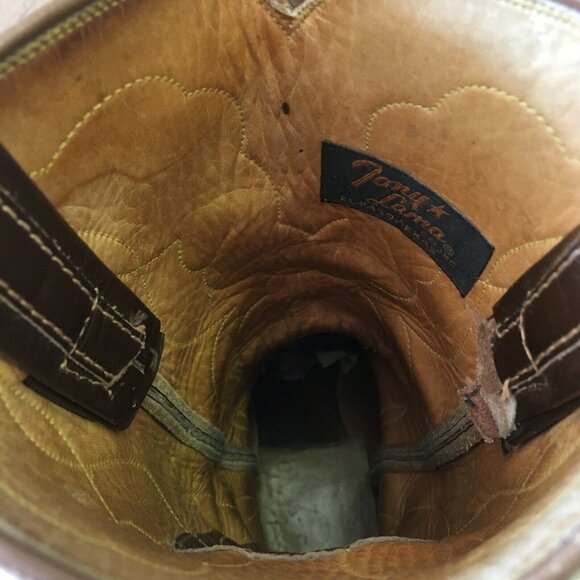 Tony Lama Vintage Gold Label Pointed Toe Wingtip Cowboy Boots Womens 5.5 B - Picture 3 of 12